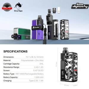 【San Dynasty小海豚主機】含2ml空倉×2+1000mAh可拆電池+掛繩